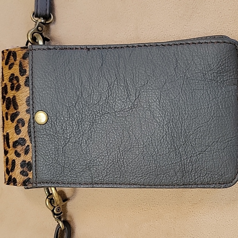 Soruka Gia Blue & Leopard Print Upcycled Leather Crossbody Bag OOAK NWT - Picture 3 of 13